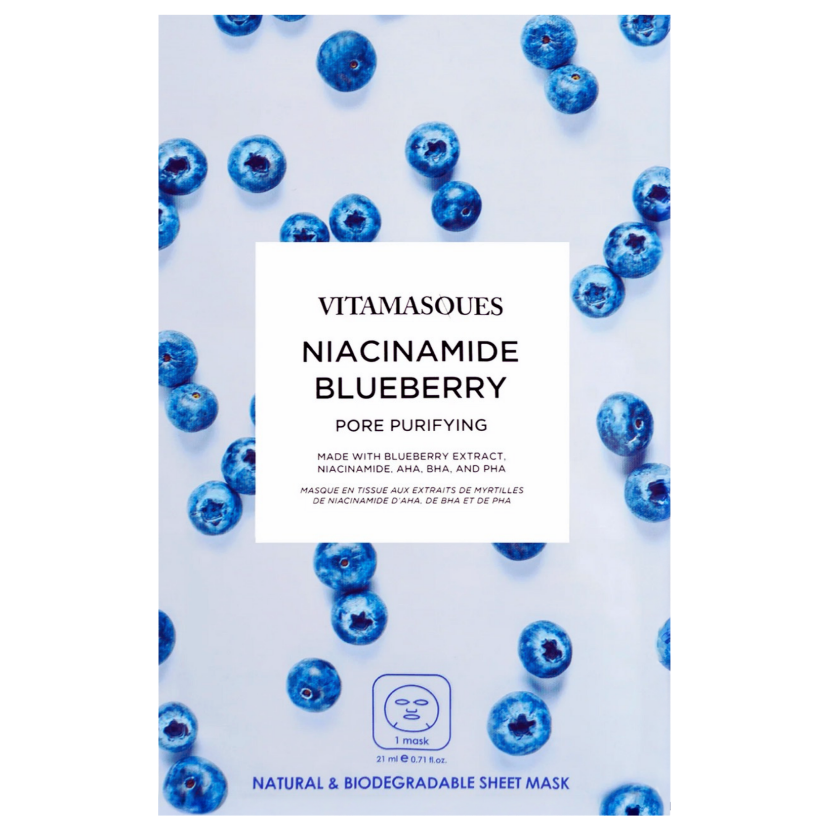Vitamasques Niacinamide Blueberry Face Sheet Mask