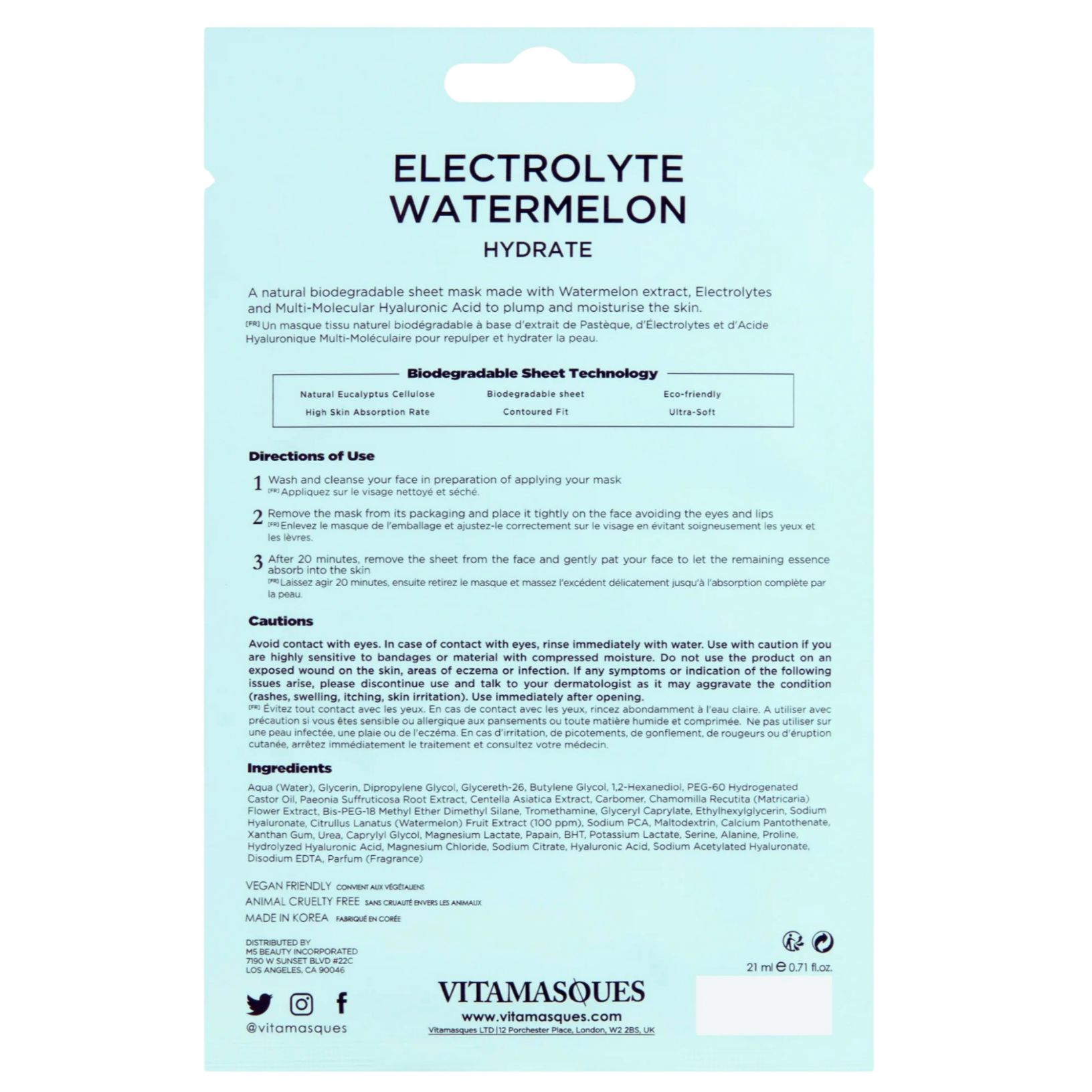 Vitamasques Electrolyte Watermelon Face Sheet Mask