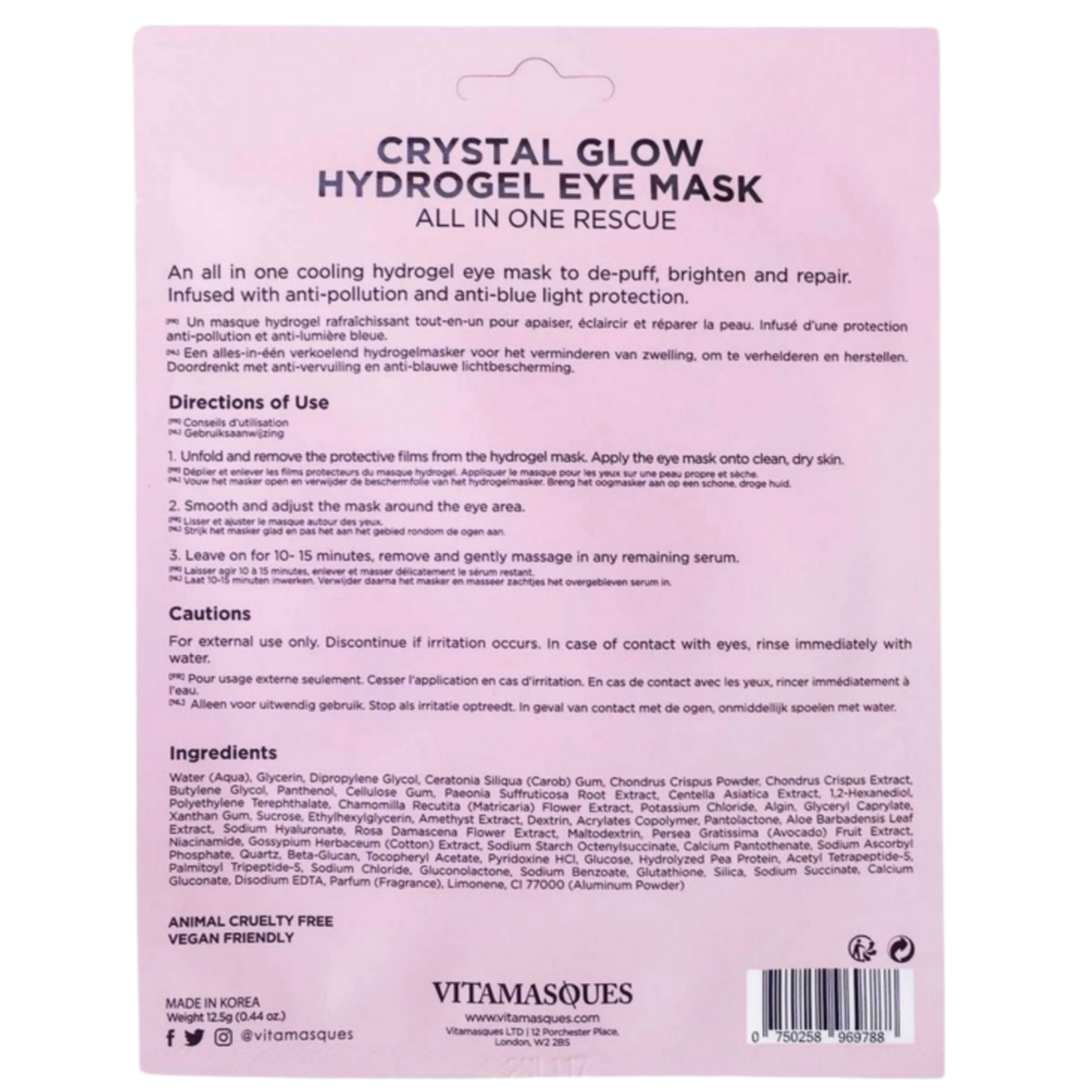 Vitamasques Crystal Glow Hydrogel Repairing Eye Mask