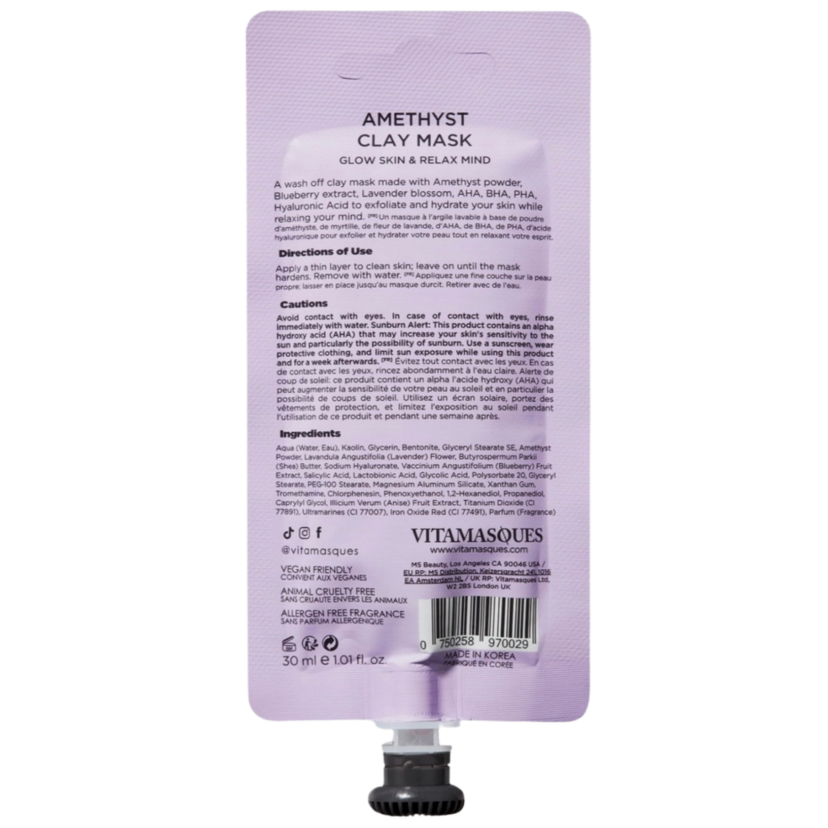 Vitamasques Amethyst Clay Mask - Glow Skin & Relax Mind