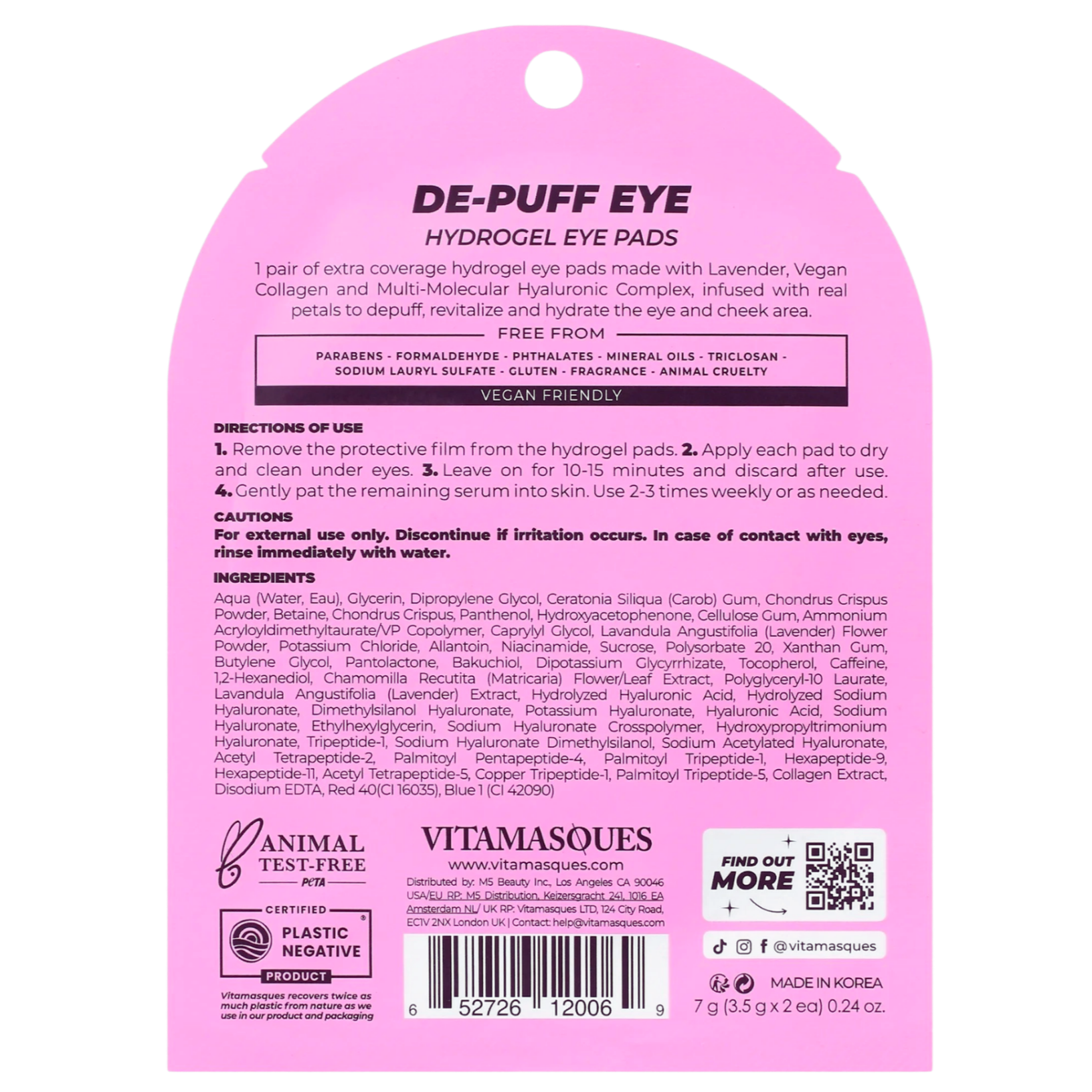 Vitamasques De- Puff Hydrogel Eye Pads