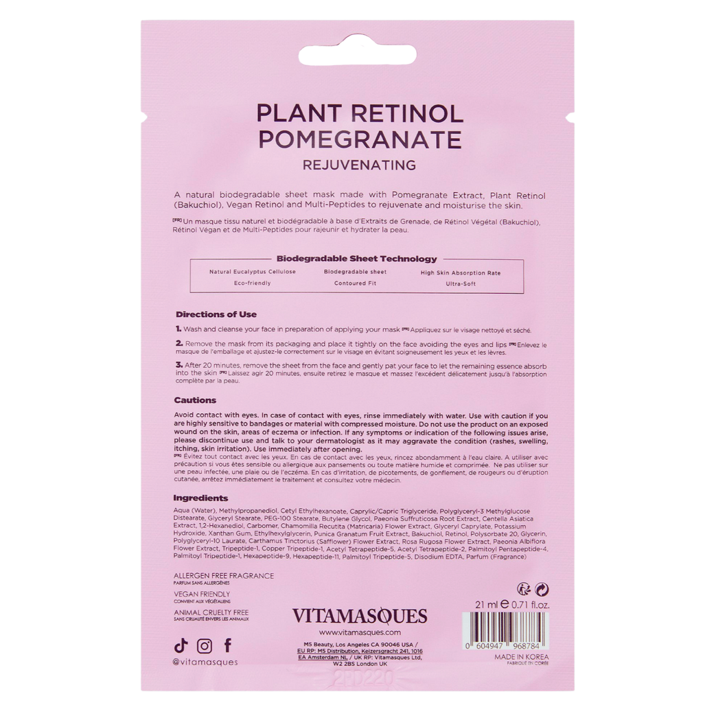 Vitamasques Retinol Pomegranate Face Sheet Mask