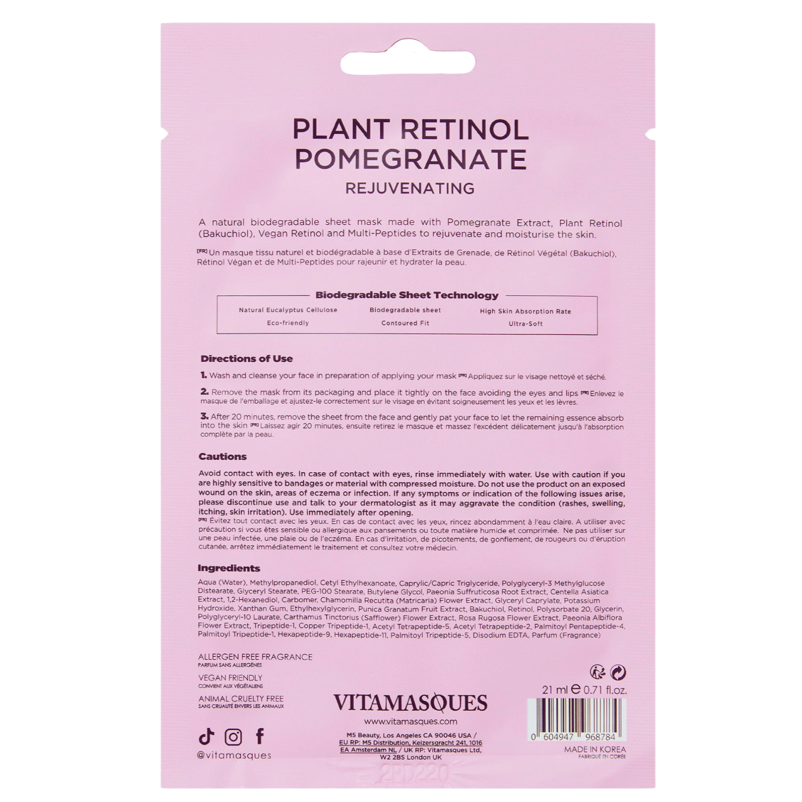 Vitamasques Retinol Pomegranate Face Sheet Mask